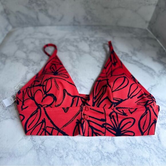NWT Aerie Hot Pink/Coral Red Triangle bikini Top Medium w/ built in padding - Picture 2 of 10